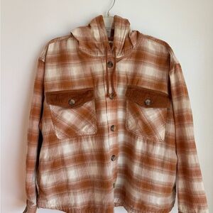 Maurices Orange and Cream Plaid Jacket